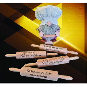 Nudelholz mit Botschaft